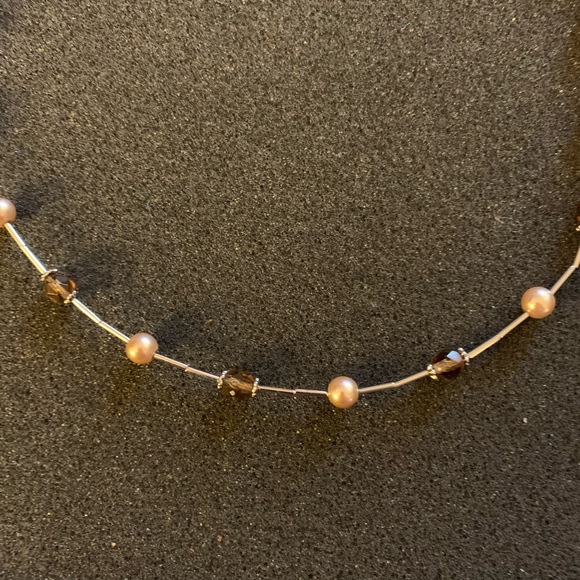 Lia Sophia Necklace Silver Brown Beads - Picture 2 of 4